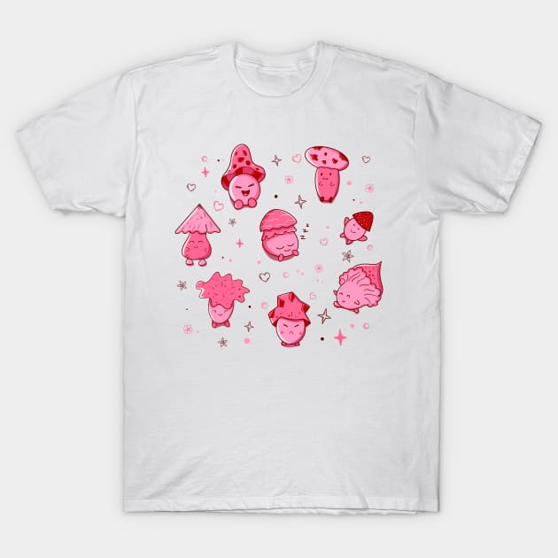 Baby Pink Mushrooms T-Shirt by Alex-malibu